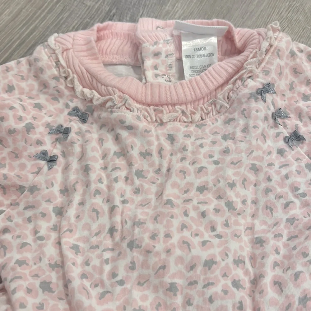 Vintage Mini Muffin Leopard Print & Bows 2 in 1 Peplum Shirt Dress